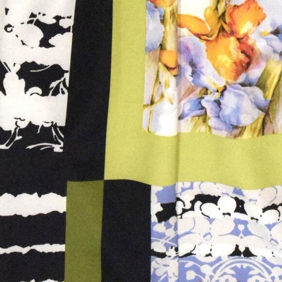 ICE Cropped Shirt & Skirt Set Bold Colorblocks and Floral Contrasting Prints S - Picture 2 of 6